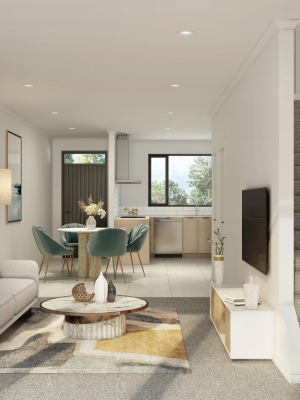 Nissan site Fletcher Living Oranga renders Lot7 GF Kitchen Living v2